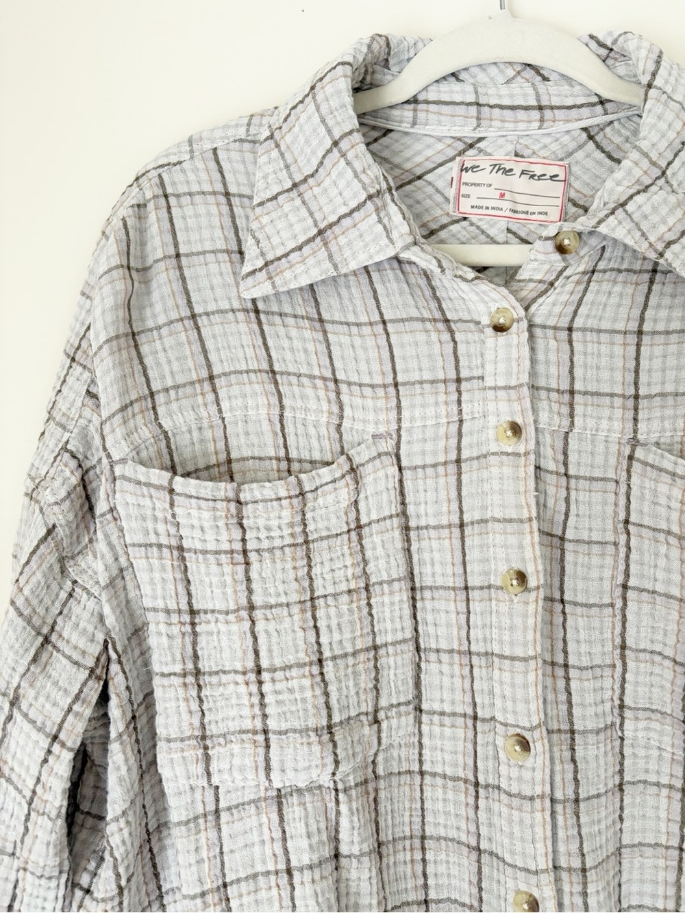 Free People Cardiff Plaid Top size M - Picture 6 of 13